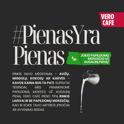 „Augalinis sausis” Vero Cafe kavinėse – jokio papildomo mokesčio už augalinį pieną kavoje