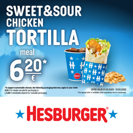 HESBUGER. Sweet & Sour chicken tortilla