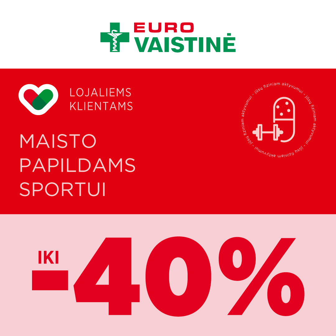 EUROVAISTINĖ. MAISTO PAPILDAMS SPORTUI iki -40 %