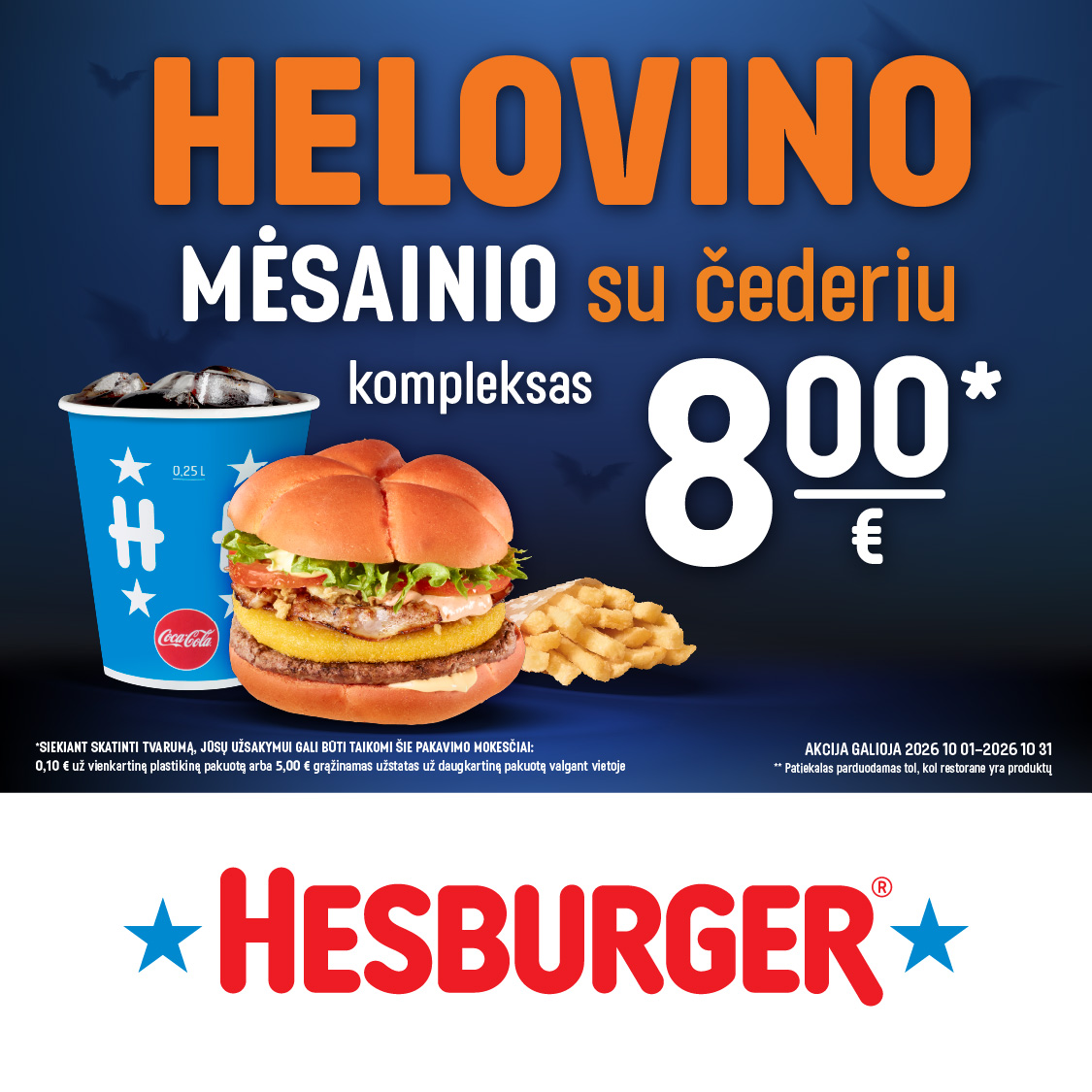 HESBURGER. Helovino mėsainio su čederiu kompleksas