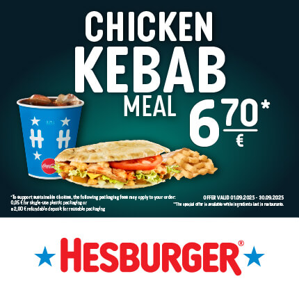 HESBURGER. Chicken Kebab Burger meal