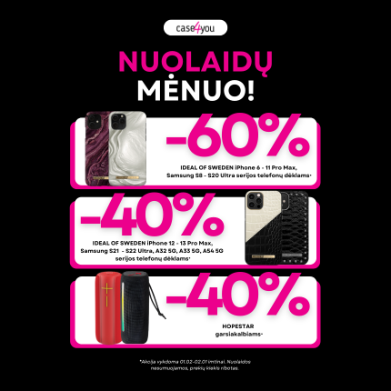 CASE4YOU. NUOLAIDOS iki -60%!