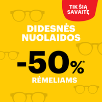 OPTIO. Dar didesnės nuolaidos -50 %* akinių rėmeliams