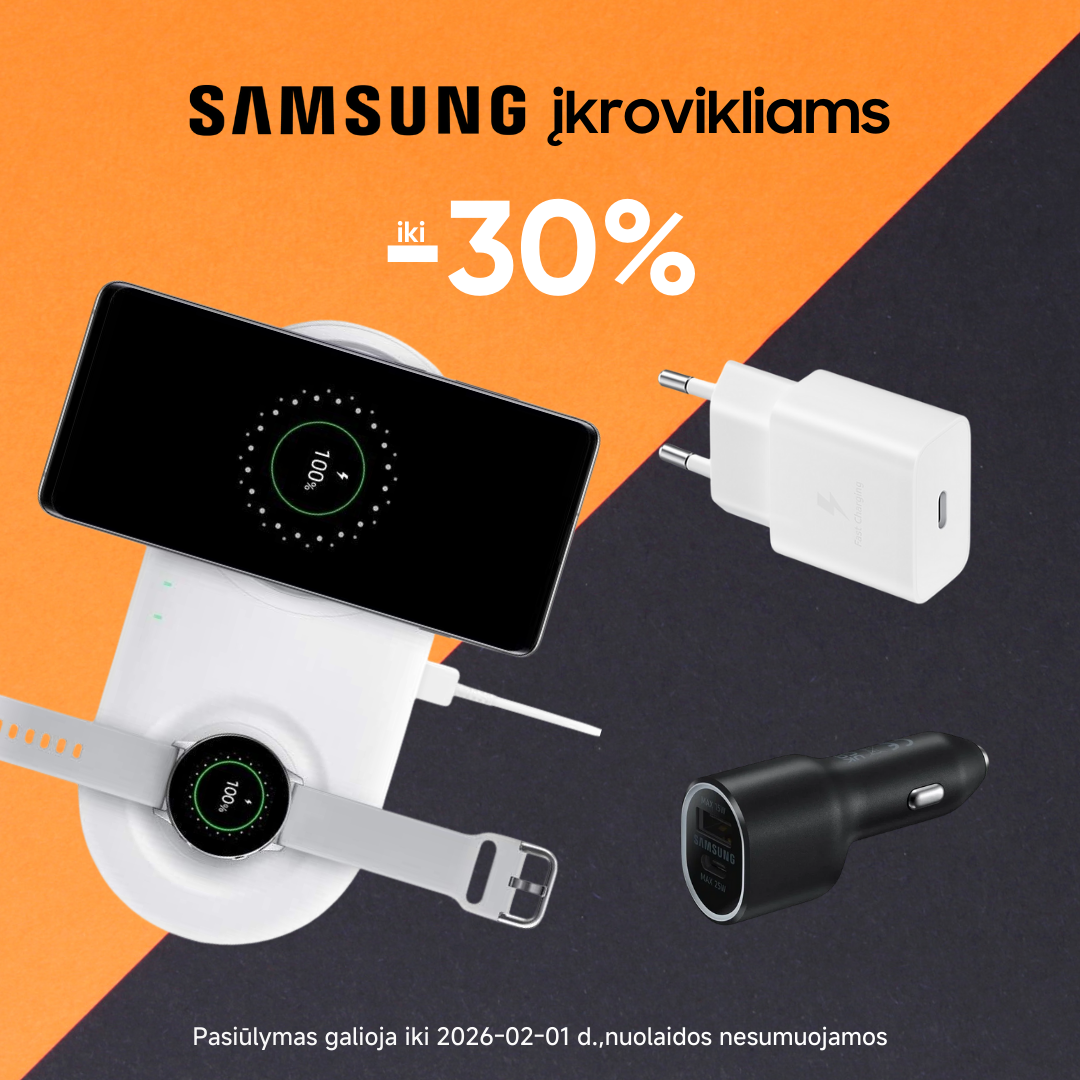 MOBILI PREKYBA. Iki -30% SAMSUNG įkrovikliams