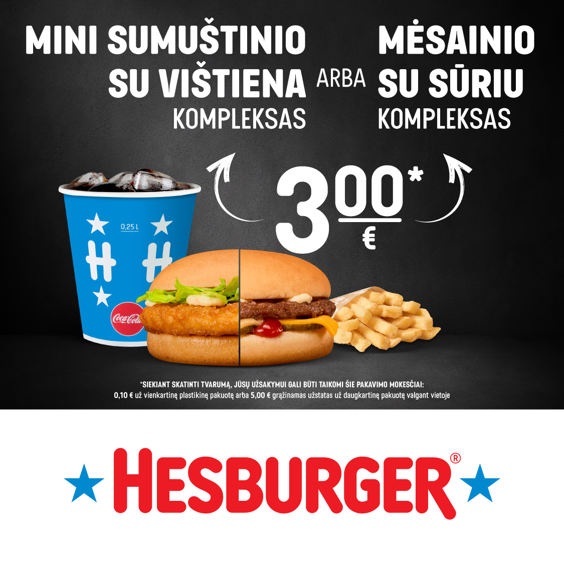 Mini Sumuštinio su vištiena arba Mėsainio su sūriu kompleksas