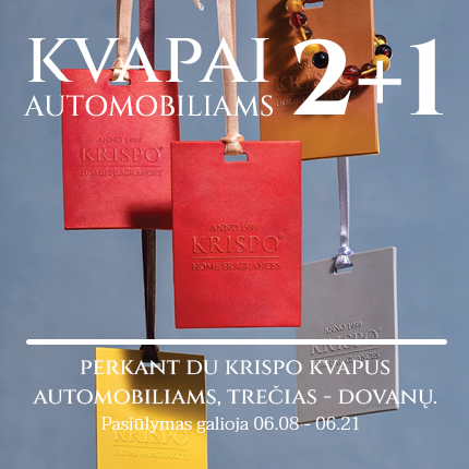 KRISPO. Automobilių kvapų pasiūlymas 2+1