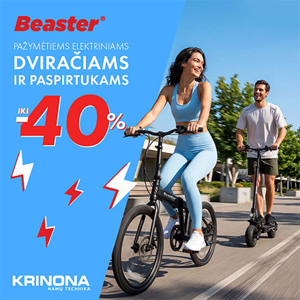 KRINONA. Iki -40% nuolaida pažymėtiems „Beaster“ elektriniams paspirtukams ir dviračiams