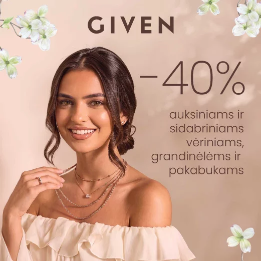 GIVEN. -40% pakabukams, vėriniams ir grandinėlėms