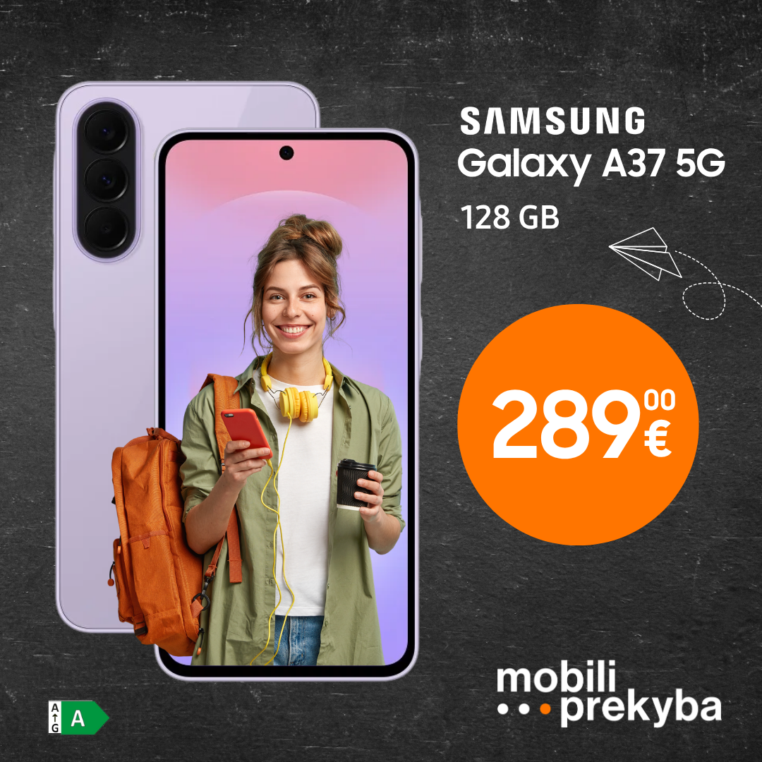 MOBILI PREKYBA. Galaxy A37 – tik nuo 289 Eur