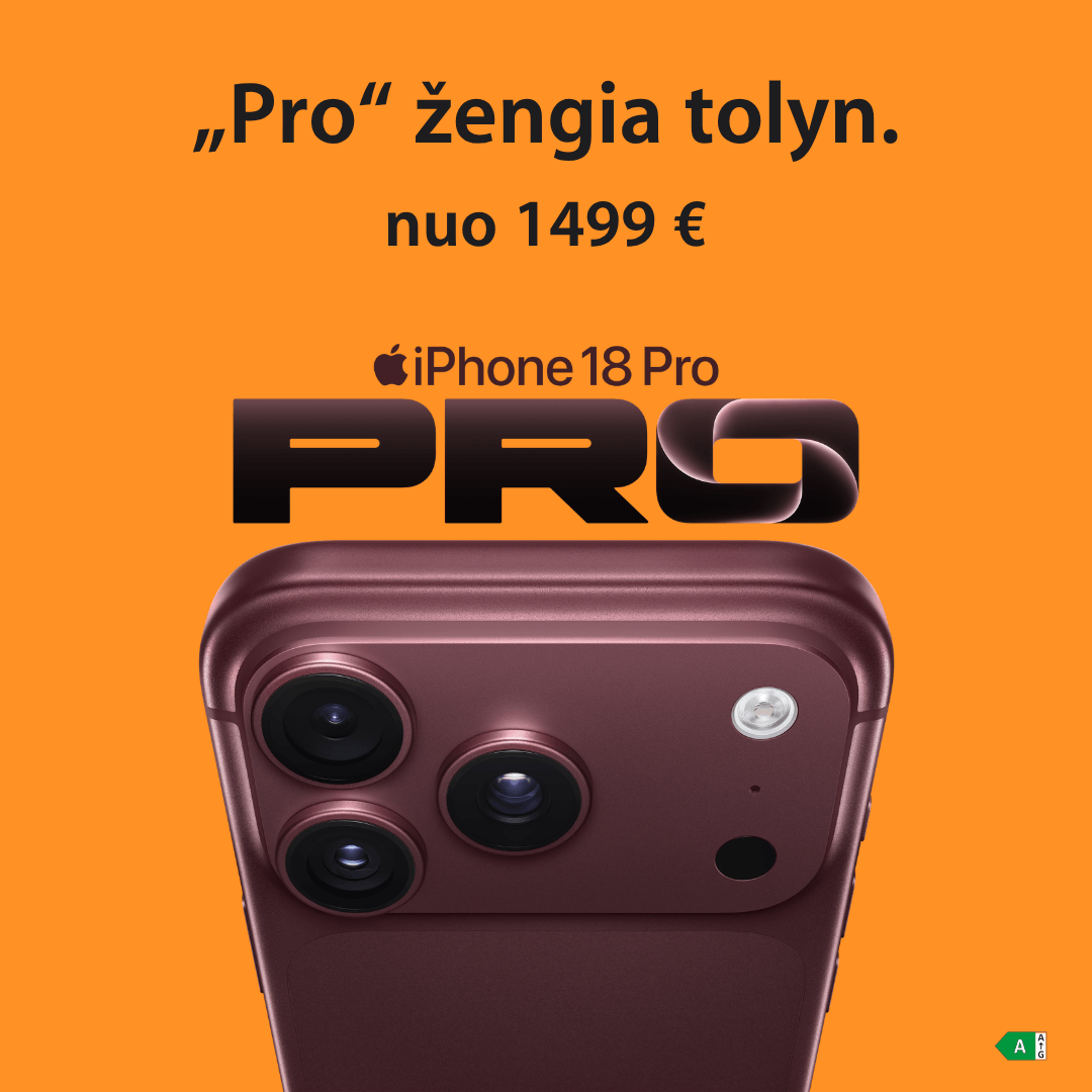 MOBILI PREKYBA. iPhone 18 Pro jau pas mus!