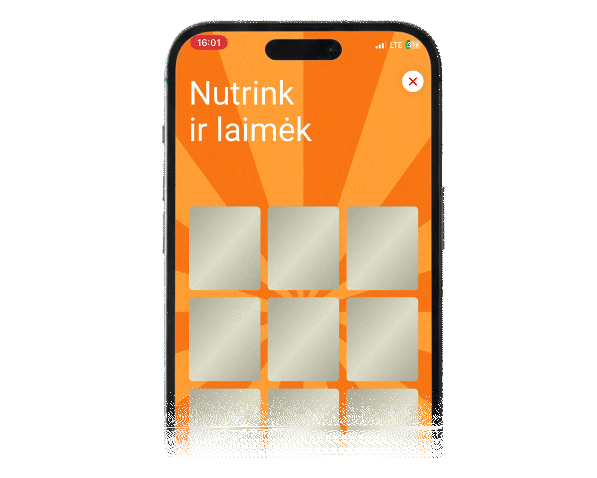 Žaidimas „Nutrink ir laimėk“ mobiliojoje programėlėje AKROPOLIS