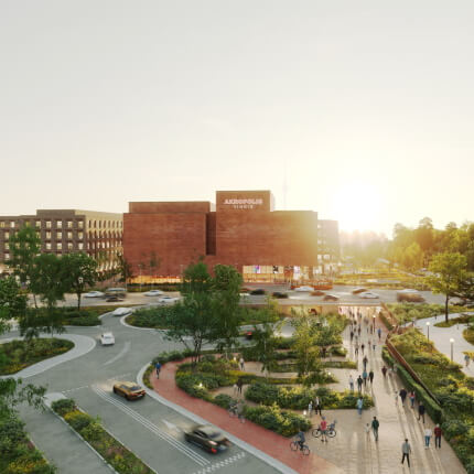 Design proposals of multifunctional complex Akropolis Vingis, planned in Vilkpėdė district in Vilnius, were presented to the public