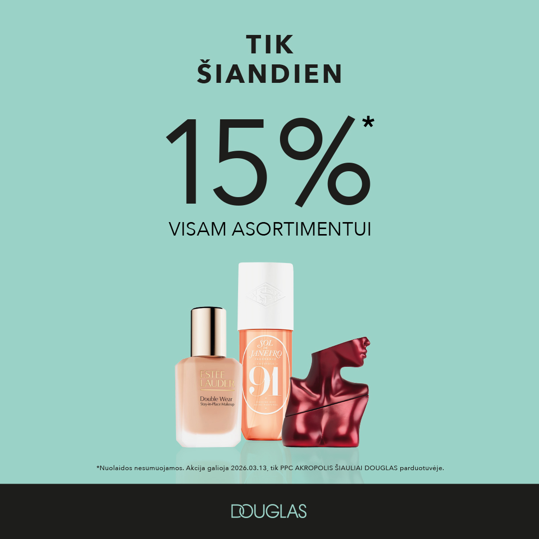 Douglas. Net 15% nuolaida visam asortimentui atsinaujinusioje parduotuvėje