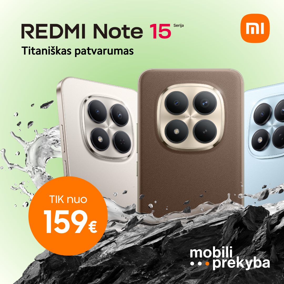 MOBILI PREKYBA. Redmi Note 15 – nuo 159 Eur