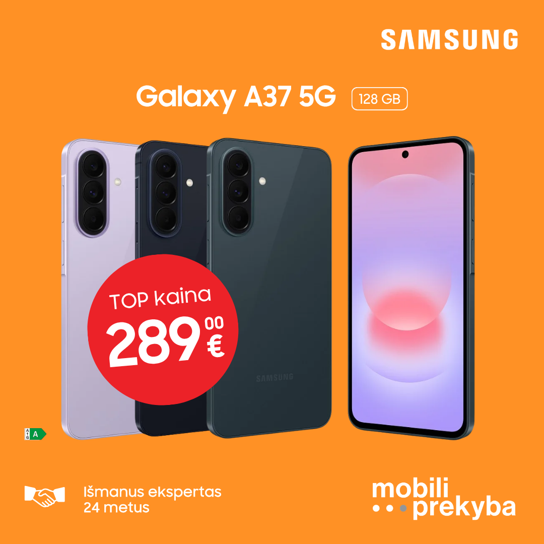 MOBILI PREKYBA. Galaxy A37 – tik nuo 289 Eur