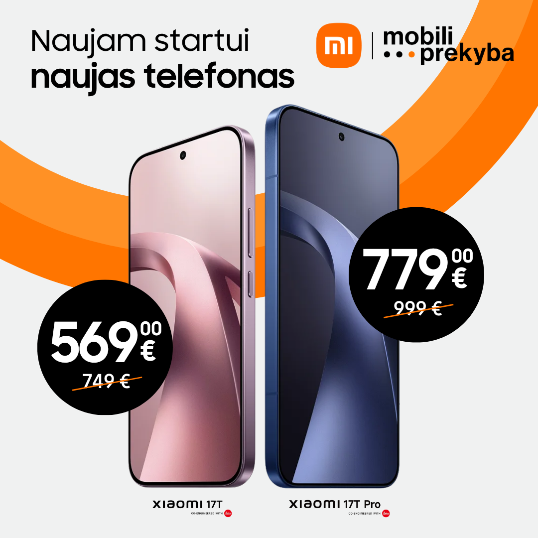 MOBILI PREKYBA. Xiaomi 17T – tik nuo 569 Eur