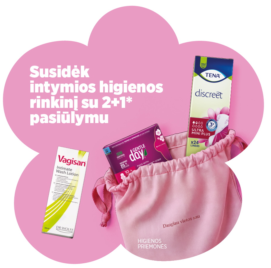 EUROVAISTINĖ. Perkant dvi moters higienos prekes, trečia – DOVANŲ!