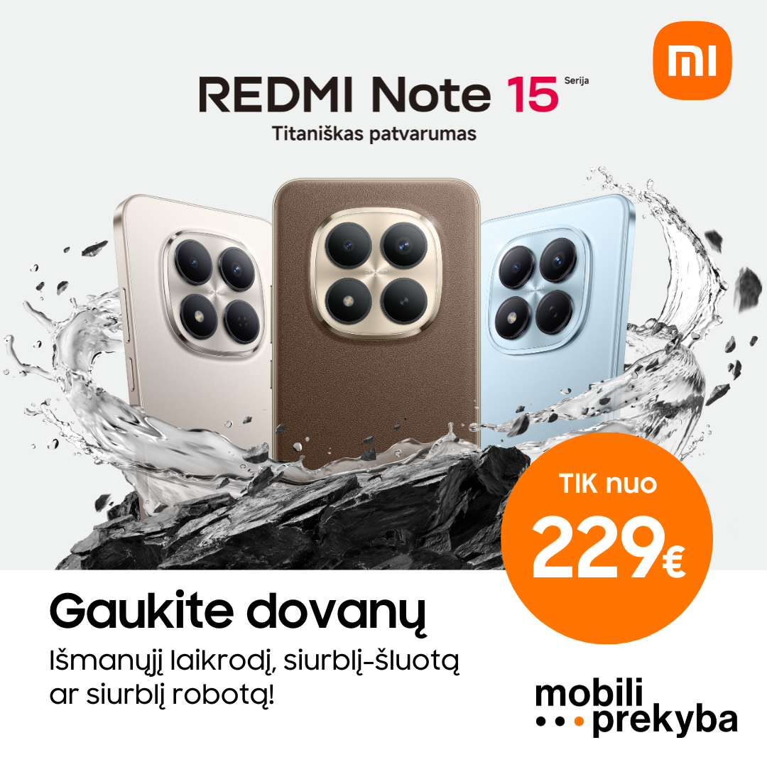 MOBILI PREKYBA. Redmi Note 15 serija + Dovana