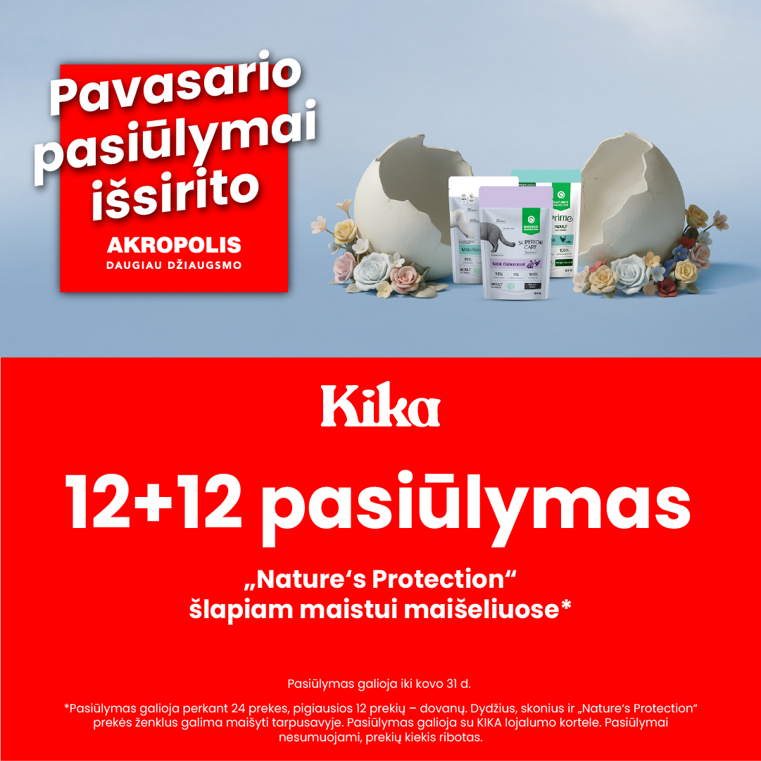 KIKA. Pusė kainos – Nature’s Protection šlapiam maistui maišeliuose 12+12
