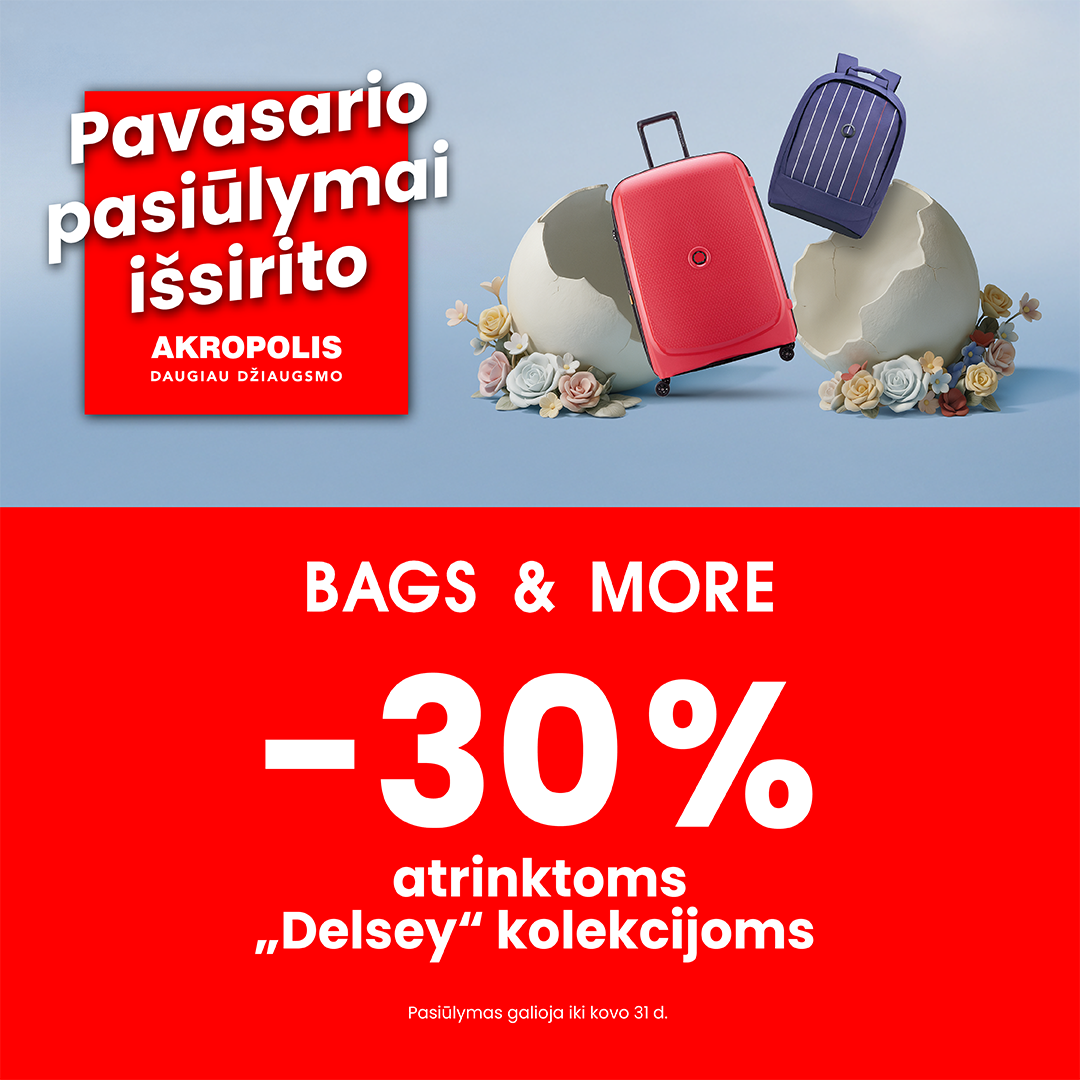 BAGS&MORE. Atrinktoms Delsey kolekcijoms -30%