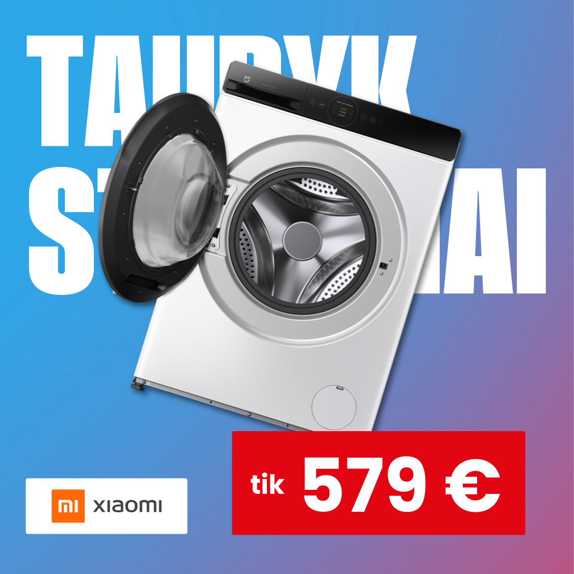 XIAOMI. MIJIA skalbimo mašina ir džiovyklė – tik 579 Eur
