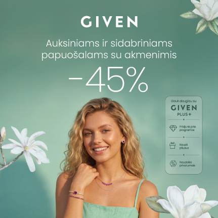 GIVEN.-45% papuošalams su akmenimis