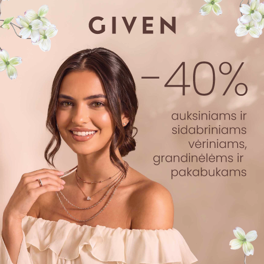 GIVEN. -40% pakabukams, vėriniams ir grandinėlėms