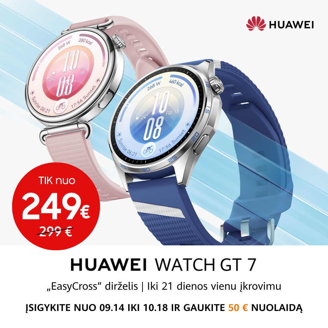 MOBILI PREKYBA. Huawei Watch GT7 – tik nuo 249 Eur